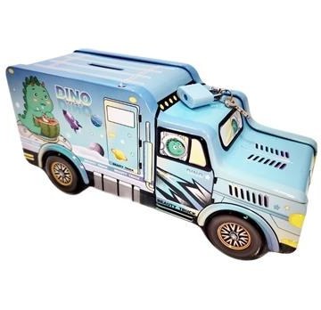 قلک فلزی طرح ماشین حمل پول قفل و کلیددار