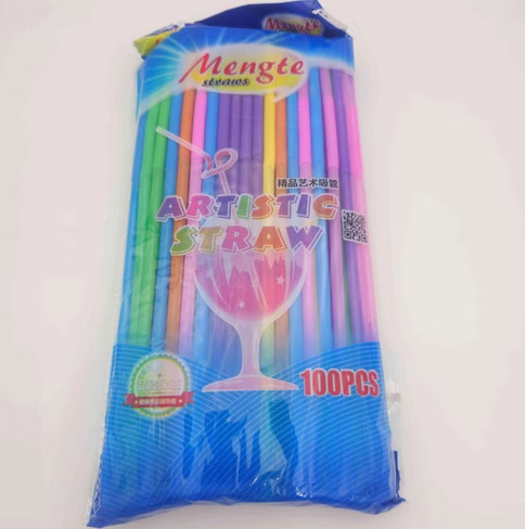 نی نوشیدنی رنگی بسته 100 عددی